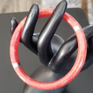 💕Blood Orange Jade and Sterling Bangle